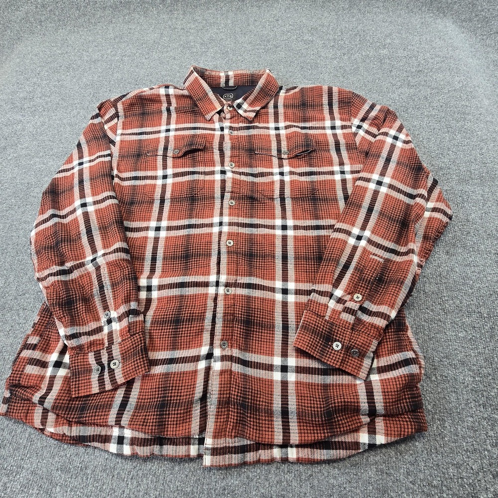 Wrangler ATG Shirt Jacket Mens XL Orange Plaid Thermal Lined Button Front